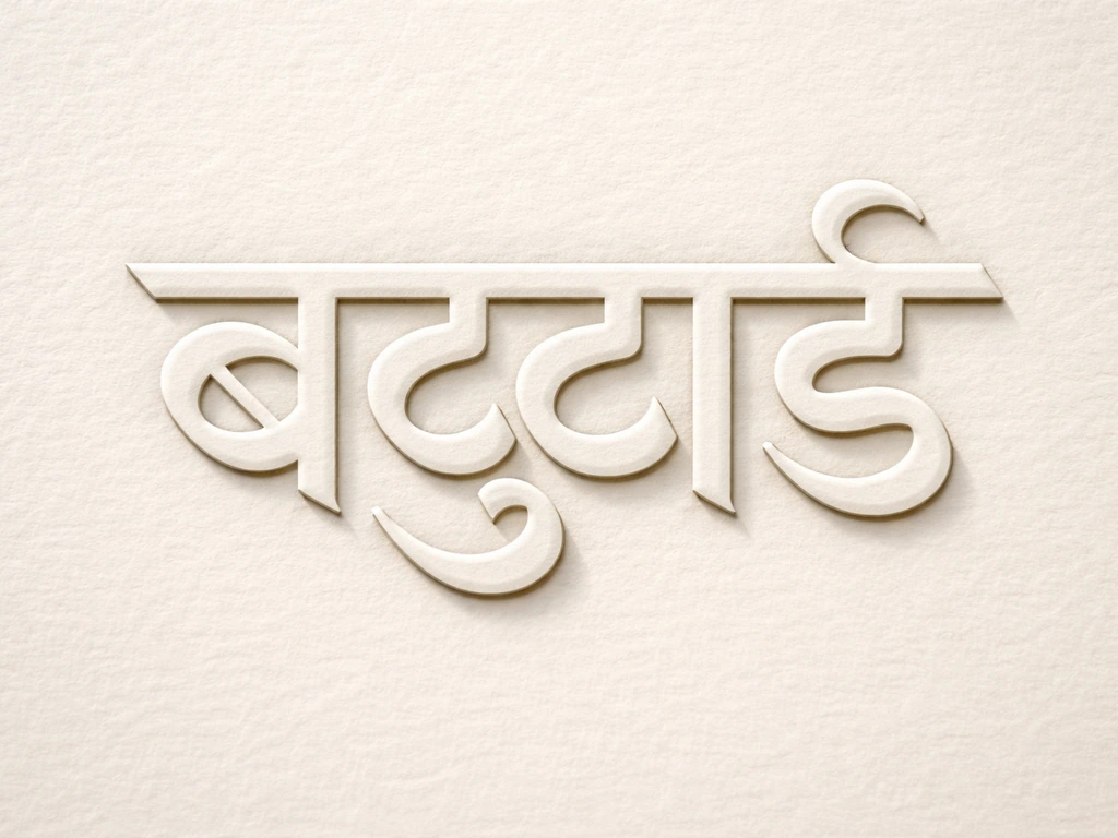 Macro close-up showing the Devanagari spelling बट्टाई on a clean off-white background.
