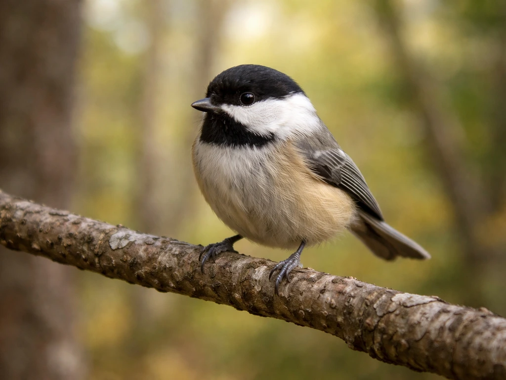 A small bird perched on a tree branch, clearly showing the meaning of “perching bird”.