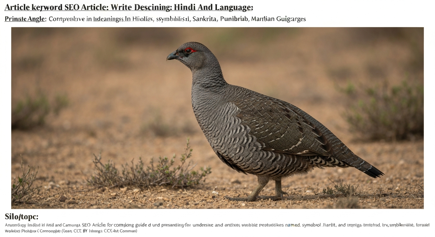 Grey Francolin (तीतर) standing on the ground, brown-mottled plumage, side profile.